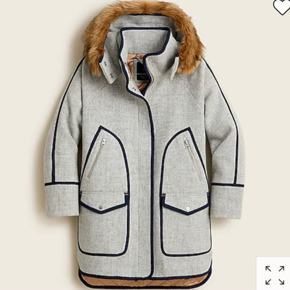 Brand new warm J Crew summit parka stadium cloth wool coat oversized fit